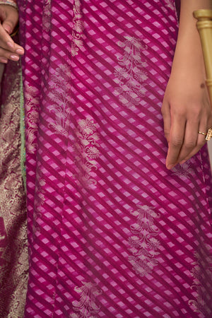 Pink Printed Modal Chanderi Straight Cut Suit Set