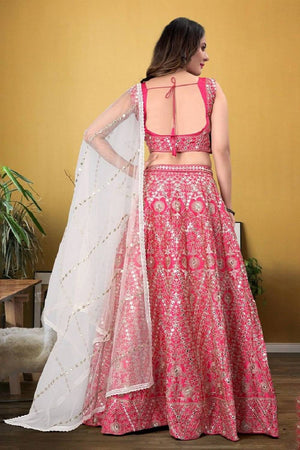 Pink Sequin with Embroidered Silk Lehenga