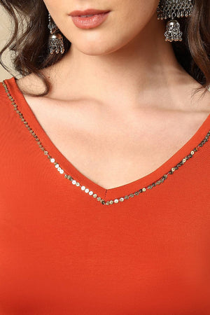 Rust Printed Lycra Blouse