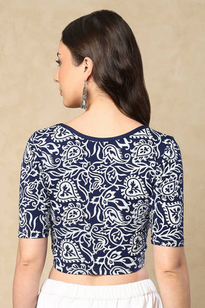 Blue Printed Lycra Blouse