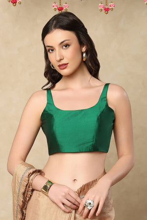 Green Solid Taffeta Blouse