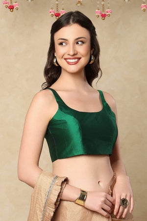 Green Solid Taffeta Blouse