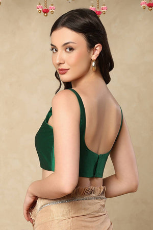 Green Solid Taffeta Blouse