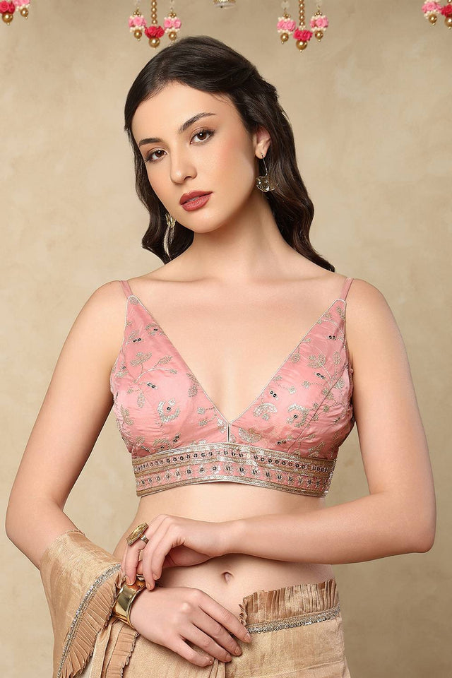 Pink Sequin Silk Blouse