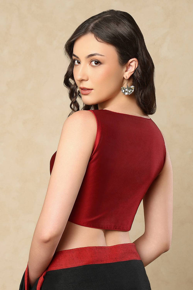 Maroon Solid Taffeta Blouse
