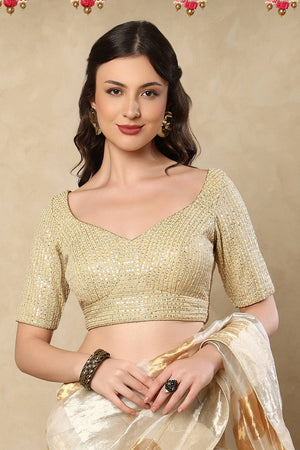 Gold Sequin Georgette Blouse