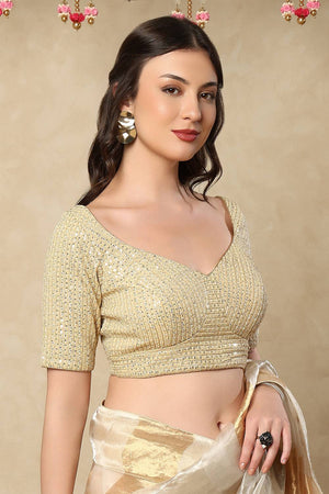 Gold Sequin Georgette Blouse