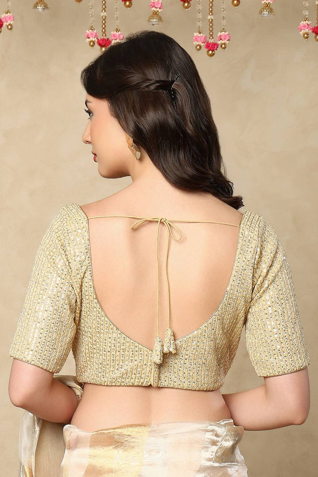 Gold Sequin Georgette Blouse
