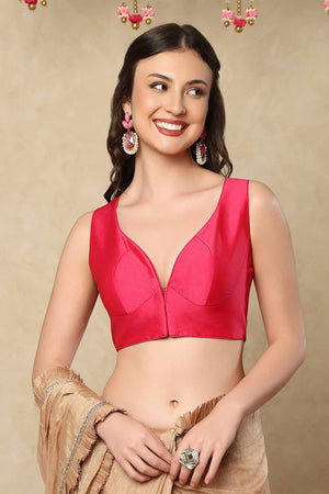 Pink Solid Taffeta Blouse