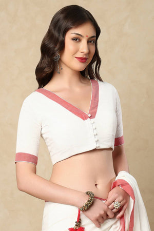 White Solid Cotton Blouse