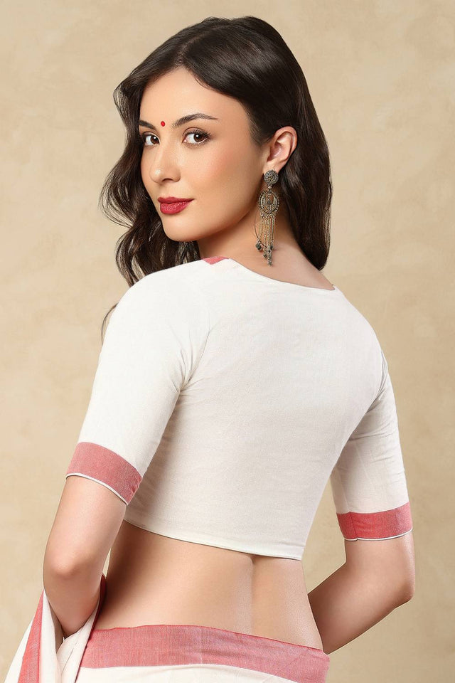 White Solid Cotton Blouse