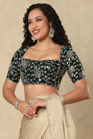 Green Embroidered Georgette Blouse