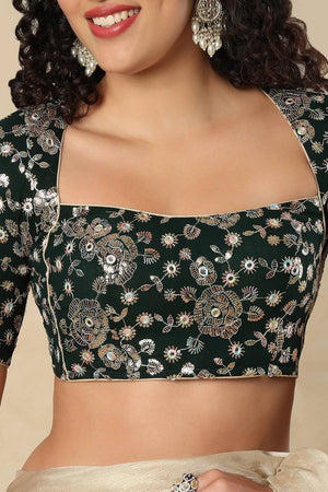 Green Embroidered Georgette Blouse