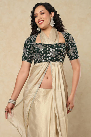 Green Embroidered Georgette Blouse