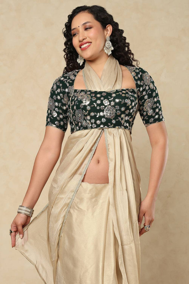 Green Embroidered Georgette Blouse