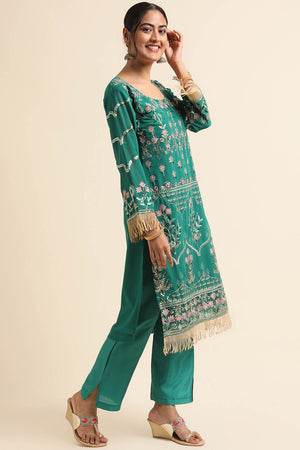 Green Faux Georgette Pakistani Suit