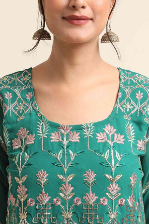Green Faux Georgette Pakistani Suit