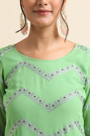 Green Faux Georgette Sharara Sharara Suit Set