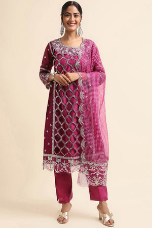 Wine Faux Georgette Pakistani Salwar Suit