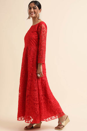 Red Net Party Wear Pakistani Salwar Suit