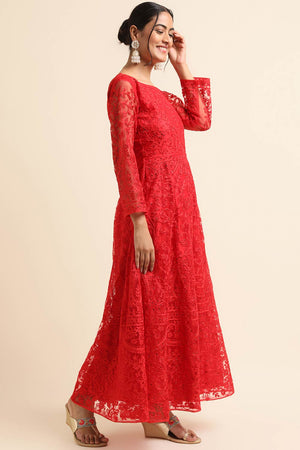 Red Net Party Wear Pakistani Salwar Suit