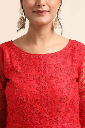 Red Net Party Wear Pakistani Salwar Suit
