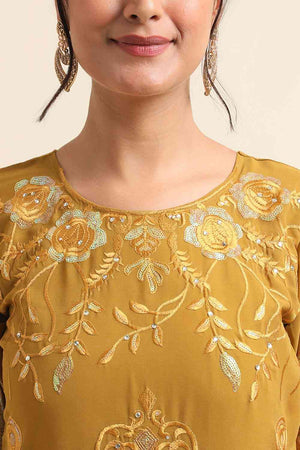 Mustard Faux Georgette Pakistani Suit