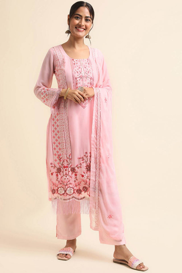 Baby Pink Faux Georgette Pakistani Suit