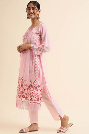 Baby Pink Faux Georgette Pakistani Suit