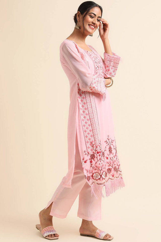 Baby Pink Faux Georgette Pakistani Suit