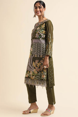 Green Faux Georgette Pakistani Suit