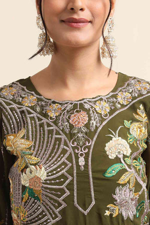 Green Faux Georgette Pakistani Suit