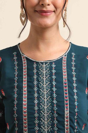 Teal Faux Georgette Pakistani Suit