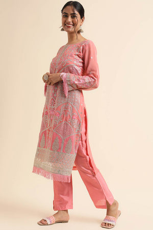 Peach Faux Georgette Pakistani Suit