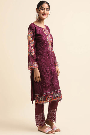 Wine Faux Georgette Pakistani Suit
