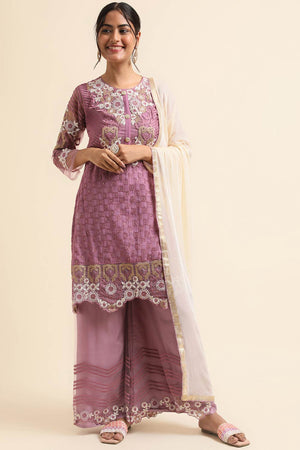 Mauve Faux Georgette Pakistani Palazzo