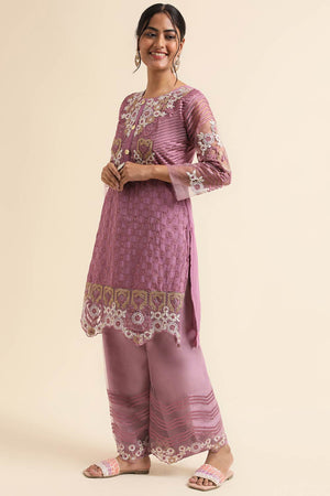 Mauve Faux Georgette Pakistani Palazzo