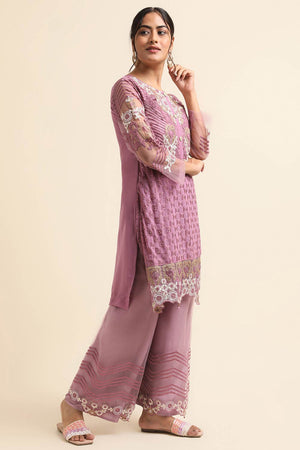 Mauve Faux Georgette Pakistani Palazzo