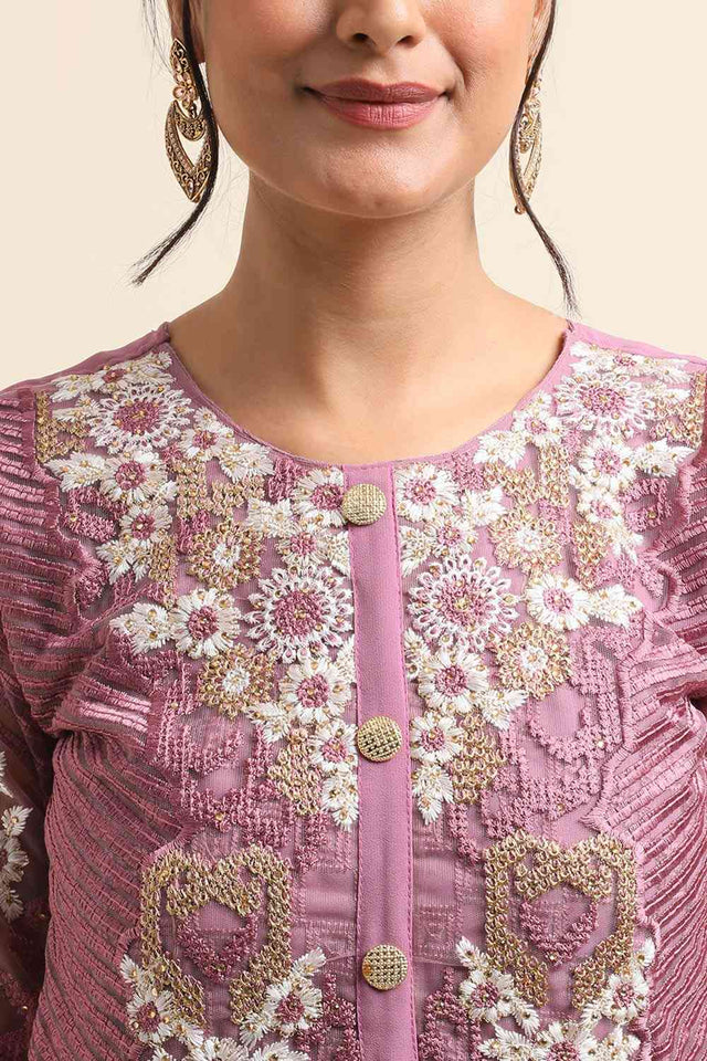 Mauve Faux Georgette Pakistani Palazzo