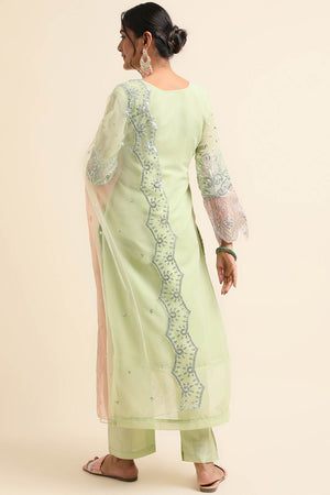 Green Faux Georgette Pakistani Suit