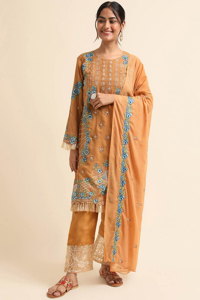 Mustard Faux Georgette Pakistani Suit