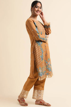 Mustard Faux Georgette Pakistani Suit