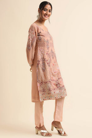 Peach Faux Georgette Pakistani Suit