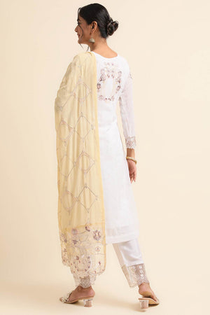 Off-White Faux Georgette Pakistani Suit