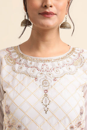 Off-White Faux Georgette Pakistani Suit