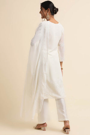 Off-White Faux Georgette Pakistani Suit