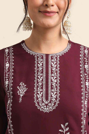 Wine Faux Georgette Pakistani Suit