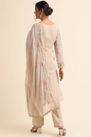 Beige Faux Georgette Pakistani Suit
