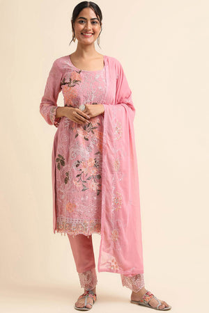 Pink Faux Georgette Pakistani Suit
