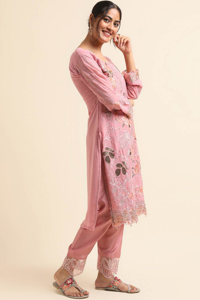 Pink Faux Georgette Pakistani Suit